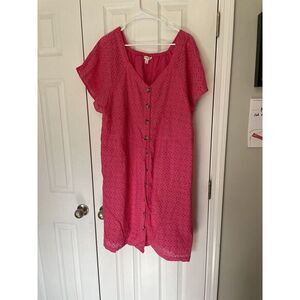Terra & Sky  Pink Size 14‎ Cotton Nylon Short Sleeve Dress NWOT